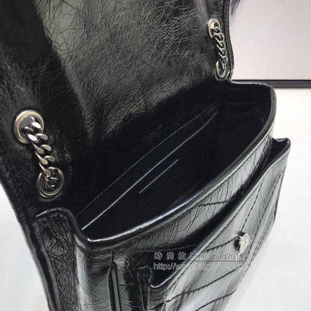 YSL爆款女士包包 聖羅蘭經典款Niki油蠟抓皺牛皮小號郵差包 YSL肩背斜挎包 533037  jjh1187